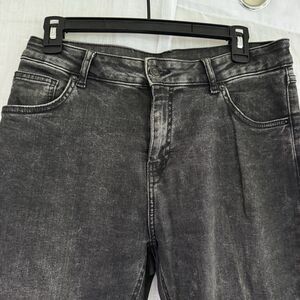 NUON Womens Acid Wash Jeans Size W32 L27 Charcoal Gray Cotton Slim Skinny Denim